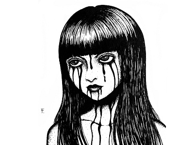 Snow White dotwork drawing fanart illustration ink junjiito manga mangaart snowwhite traditionalart