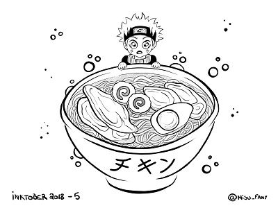 Inktober 5 - Chicken anime chicken digitalart drawing fanart illustration inktober inktober 2018 manga mangaart naruto ramen traditionalart