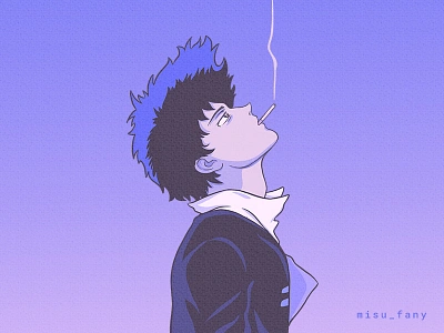 Spike Spiegel aesthetic anime cowboy bebop digital digitalart digitaldrawing digitalpainting fanart illustration manga mangaart retro spike spiegel synthwave vaporwave