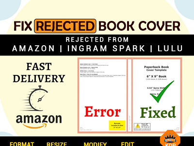 Fix rejected book cover amazon kdp book cover book cover design branding cover design design fix error illustration logo