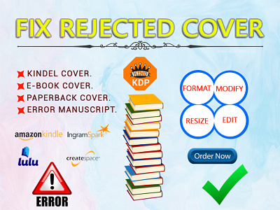 Fix rejected book cover amazon kdp book cover book cover design branding cover design design fix error format illustration logo