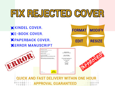 Fix Rejected Book Cover amazon kdp book cover book cover design branding cover design design edit fix error format illustration logo resize