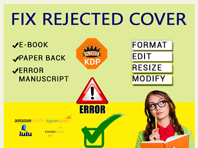 Fix Rejected Cover amazon kdp book cover book cover design branding cover design design fix error format illustration logo