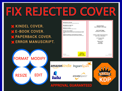 Fix rejected book cover amazon kdp book cover book cover design branding cover design design fix error illustration logo