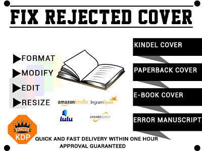 Fix Rejected Book Cover amazon kdp book cover book cover design branding cover design design fix error format illustration logo