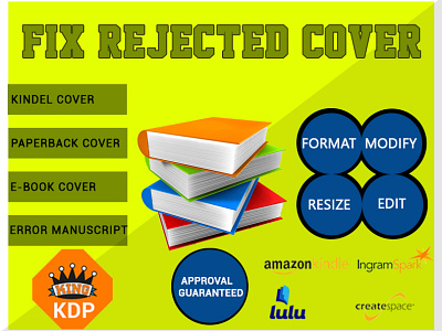 Fix rejected book cover amazon kdp book cover book cover design branding cover design design fix error illustration logo