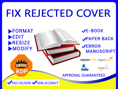 Fix Rejected Cover amazon kdp book cover book cover design branding cover design design fix error format illustration logo modify resize