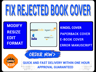 Fix Rejected Book Cover amazon kdp book cover book cover design branding cover design design edit fix error format illustration logo resize