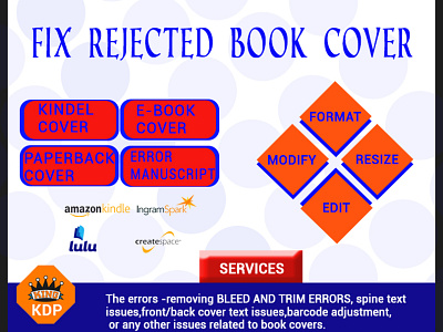 Fix Rejected Book Cover amazon kdp book cover book cover design branding cover design design edit fix error format illustration logo