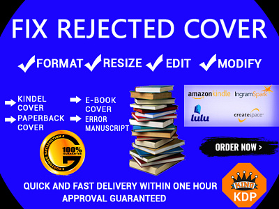 Fix Rejected Cover amazon kdp book cover book cover design branding cover design design edit fix error format illustration logo resize