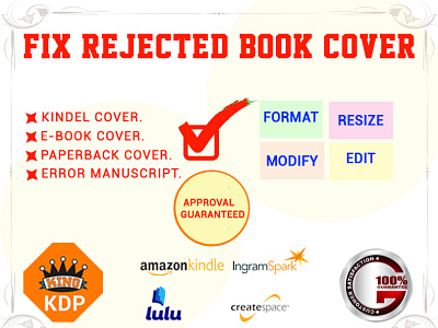 Fix Rejected Book Cover amazon kdp book cover book cover design branding cover design design edit fix error format illustration logo resize