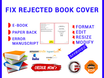 Fix Rejected Book Cover amazon kdp book cover book cover design branding cover design design edit fix error format illustration