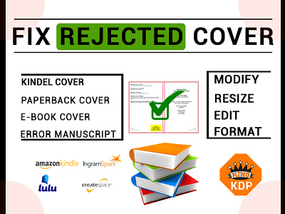 Fix Rejected Cover amazon kdp book cover book cover design branding cover design design fix error illustration logo