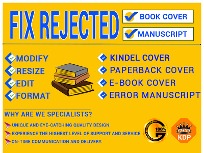 Fix Rejected Book Or Manuscript. amazon kdp book cover book cover design branding cover design design edit fix error format illustration logo