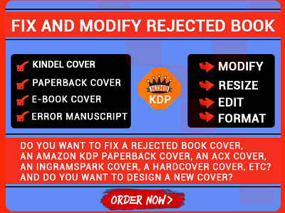 Fix and Modify Rejected Book amazon kdp book cover book cover design branding cover design design edit fix error format illustration logo resize