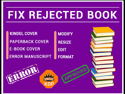 Fix Rejected Book Cover amazon kdp book cover book cover design branding cover design design fix error illustration logo