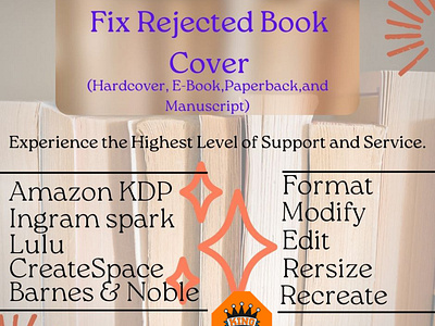 Fix Rejected Book Cover amazon kdp book cover book cover design branding cover design design edit fix error format illustration logo resize