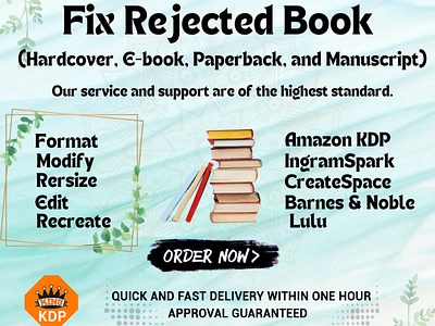 Fix Rejected Book amazon kdp book cover book cover design branding cover design design edit fix error format illustration logo