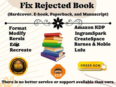 Fix rejected Book amazon kdp book cover book cover design branding cover design design edite fix error illustration logo