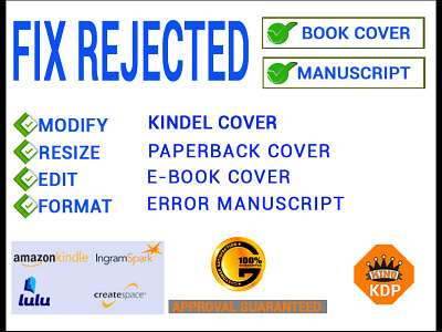 Fix Rejected amazon kdp book cover book cover design branding cover design design fix error illustration logo