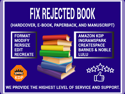 Fix Rejected Book amazon kdp book cover book cover design branding cover design design edit fix error format illustration logo