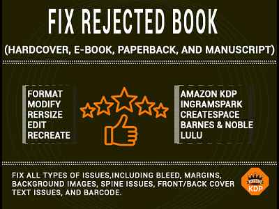 Fix Rejected Book amazon kdp book cover book cover design branding cover design design edit fix error format illustration logo