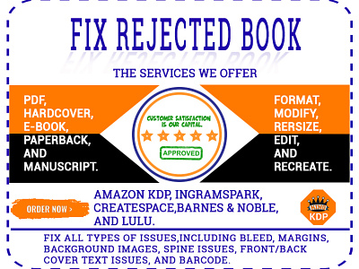 Fix Rejected Book amazon kdp book cover book cover design branding cover design design edit fix error format illustration logo resize