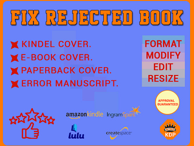 Fix Rejected Book amazon kdp book cover book cover design branding cover design design fix error illustration logo