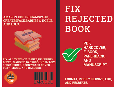 Fix Rejected Book amazon kdp book cover book cover design branding cover design design fix error format illustration logo