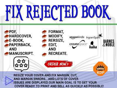 Fix Rejected Book amazon kdp book cover book cover design branding cover design design fix error illustration logo