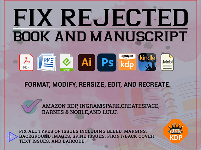 Fix Rejected Book amazon kdp book cover book cover design branding cover design design fix error illustration