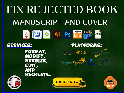 Fix Rejected Book amazon kdp book cover book cover design branding cover design design fix error illustration logo