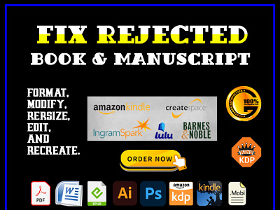 Fix Rejected amazon kdp book cover book cover design branding cover design design fix error illustration logo