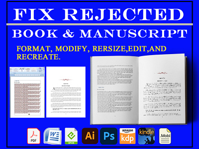 Fix Rejected Book amazon kdp book cover book cover design branding cover design design fix error illustration logo