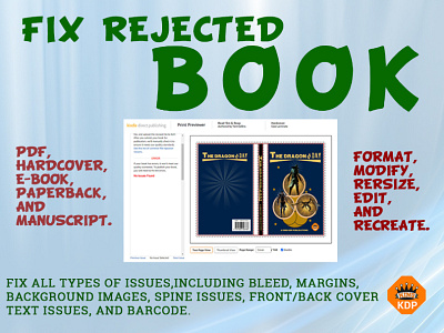 Fix Rejected Book amazon kdp book cover book cover design branding cover design design fix error illustration logo