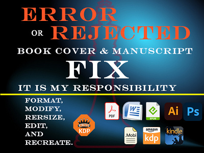 Fix Rejected Book amazon kdp book cover book cover design branding cover design design fix error illustration logo