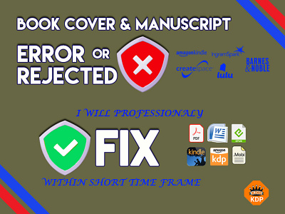 Fix Rejected Book Cover amazon kdp book cover book cover design branding design fix error illustration logo vector