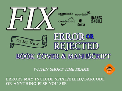 Fix Rejected Book amazon kdp book cover book cover design branding design fix error illustration logo vector