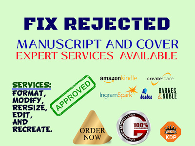 Fix Rejected Book amazon kdp book cover book cover design branding design fix error illustration logo vector