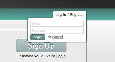 Header 'Quick Login' form header login