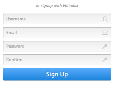 Signup Form button fields form icons inset key mail profile register sign signup up user