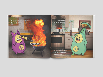 Page from kids book about fire safety book childrens book illustration