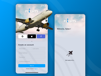 Sign up page | Flight Travel app airport app beginner concept dailyui design figma flight ios iphone signup travel ui