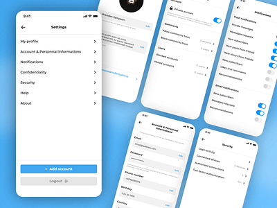 Settings menu account app apple beginner concept dailyui design figma information ios iphone list menu security settings toggle ui