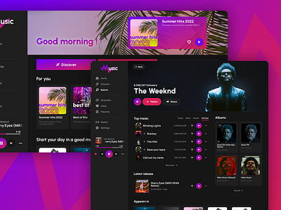 Music Player app beginner concept dailyui design desktop figma music player song theweeknd tracks ui ux webdesign