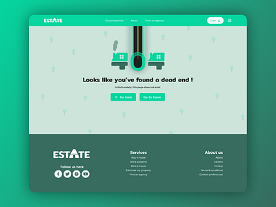 404 Page - Real Estate website 404 beginner buy concept dailyui design error estate figma home house real rent ui ux website