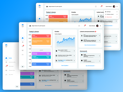 School profile Dashboard beginner concept dailyui dashboard design desktop figma graph high school interface personal profile school sidebar timetable ui website