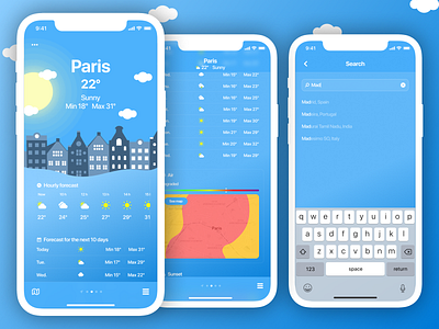 Weather app air app apple beginner concept dailyui design figma forecast ios iphone mobile search sunny ui weather