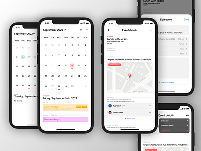 Calendar app app beginner calendar concept dailyui design event figma invited ios iphone mobile schedule september shared ui
