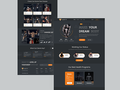 Health Fit - Fitness and Health Landing Page Design blockchain crossfit exercise fitness fitness landing page fitness website gym health landing page design meditation minimal physical activity sport trainer training ui ux design web3 website ui ux workout yoga